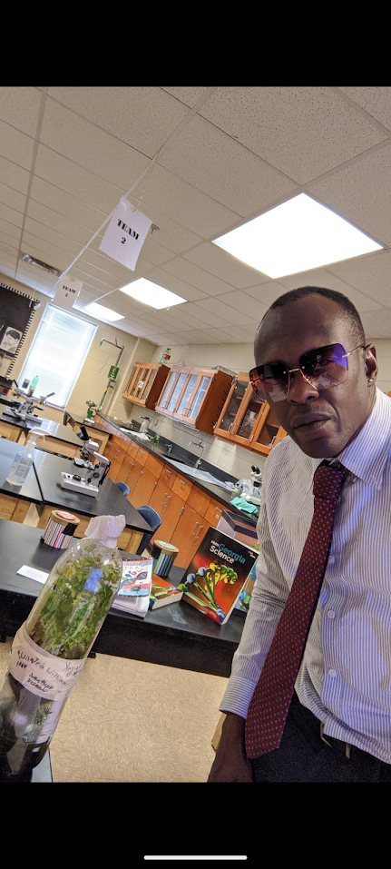 Mr. Fludd in a science classroom